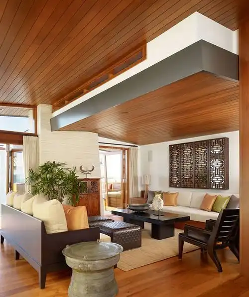 2021客厅生态木吊顶设计效果图