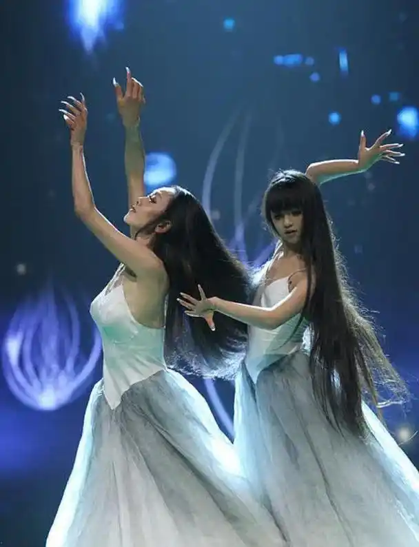 回顾过去,2014年的春晚,杨丽萍带着小彩旗一起亮相,小彩旗以连续转四