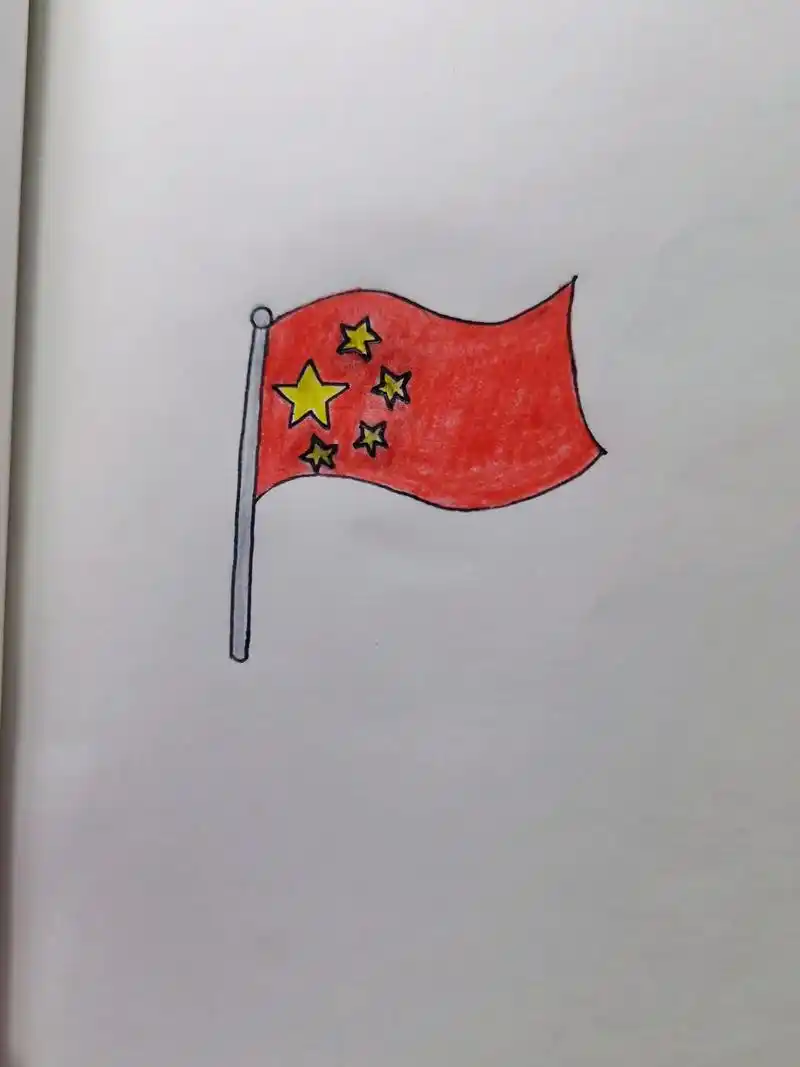 国旗简笔画.手抄报做起来～～#画画 #手绘 #简笔画 #国庆 - 抖音