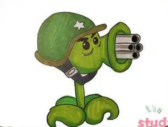 机枪豌豆射手简笔画机枪豌豆射手简笔画大全