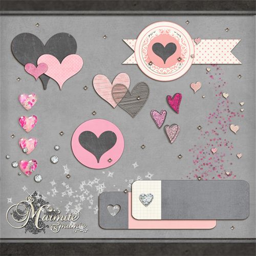 {png} 韩国风免抠可爱爱心桃心图片大合集scrapbook剪贴素材 31p