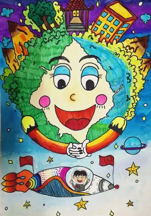 畅想未来——西安经开第一学校(西安经发学校)儿童科学幻想画作品欣赏