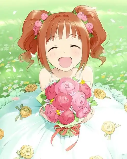 微笑娘开心微笑动漫女孩