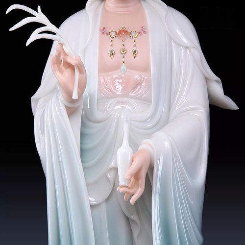 圆通佛具汉白玉滴水观音菩萨居家供奉玄关摆件摆件