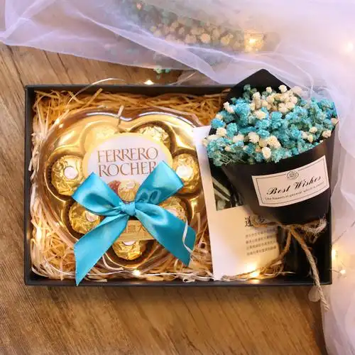 七夕情人节礼物送男女朋友巧克力礼盒装金沙朱古力生日 黑色 满天星