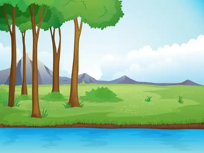 一条河流和一棵树,一条河流和一棵树在美丽的自然的插图