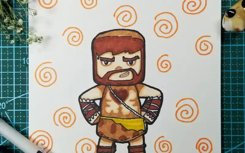 画完迷你世界的酋长,才发现他有点像斯巴达300勇士呀