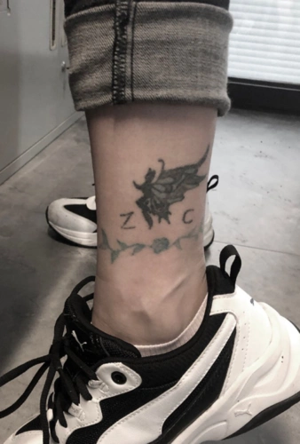 最新男生脚踝旧纹身遮盖超好看水墨国风纹身设计