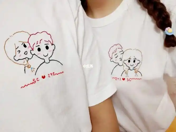 女生送给男生的惊喜小浪漫情侣diy刺绣t恤