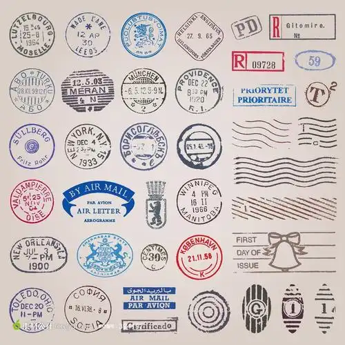 邮票邮戳矢量素材