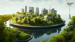 绿色低碳环保能源未来城市社区建摄影图