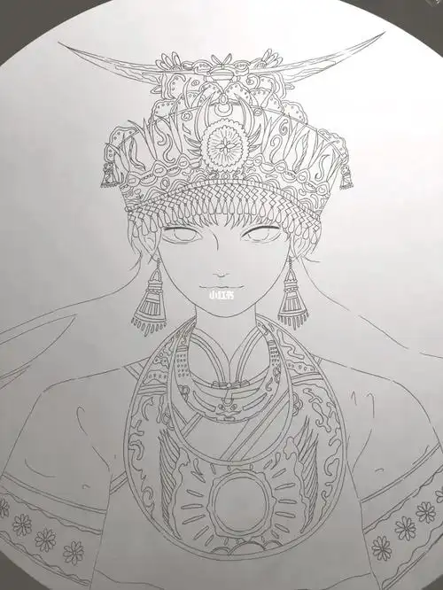 马克笔手绘～苗族姑娘