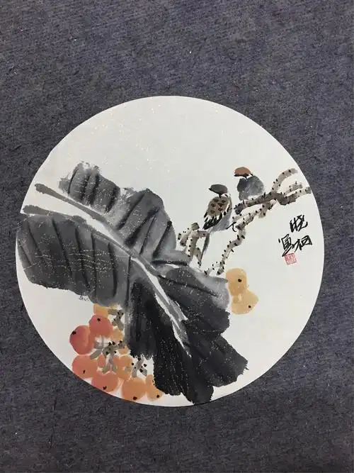 【国画】晓柯花鸟——圆形花鸟小品