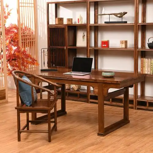 新中式书房写字台国学绘画书法画案书桌禅意实木办公电脑桌