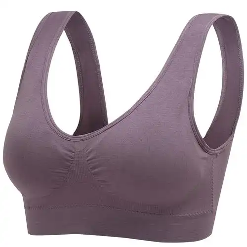 中年妈妈内衣女纯棉中老年文胸无钢圈运动薄款背心式女士美背胸罩