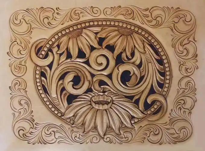 附图纸手工皮具皮雕图纸向阳花