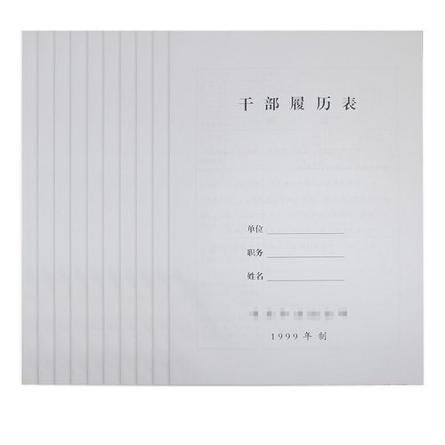 1999版干部履历表1999年制 人事员工职业表10本装 a4干部履历表99版10