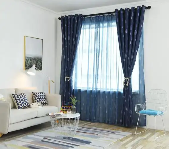 新款北欧抽象可爱雨滴窗帘布客厅卧室遮光窗帘现代简约遮光窗帘