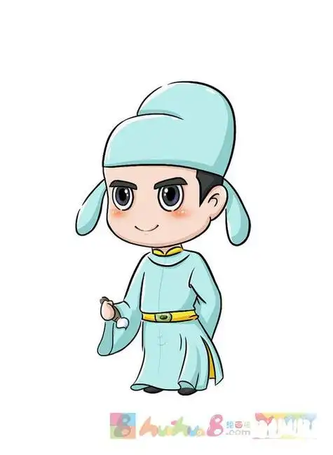 李白简笔画有颜色