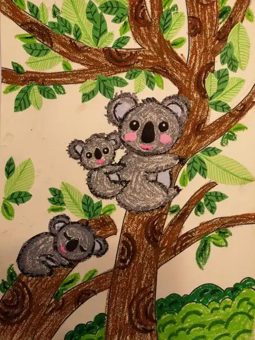 幼儿美术范画考拉树袋熊