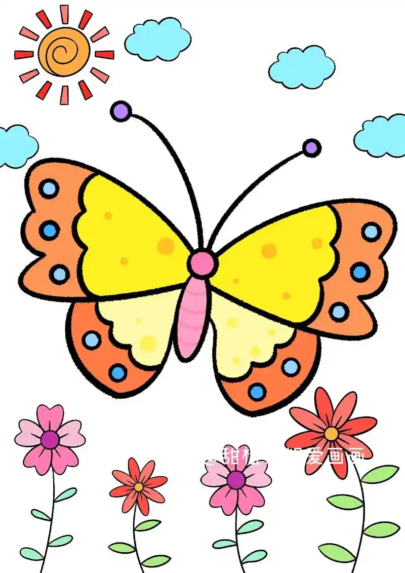 简单易学的蝴蝶#儿童绘画 #儿童画 #蝴蝶儿童画 #画 - 抖音