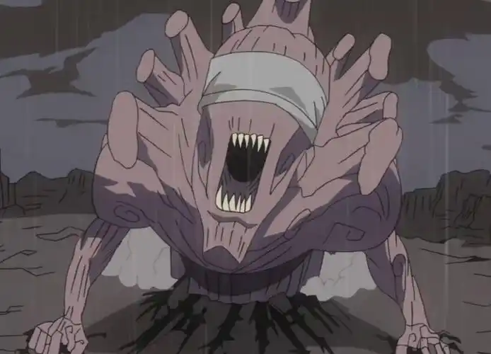 外道魔像"的字面意思就是拥有魔鬼一般的形象的怪物从地面向外伸出.