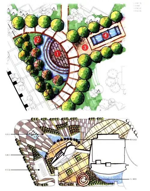 居住区景观手绘平面图素材