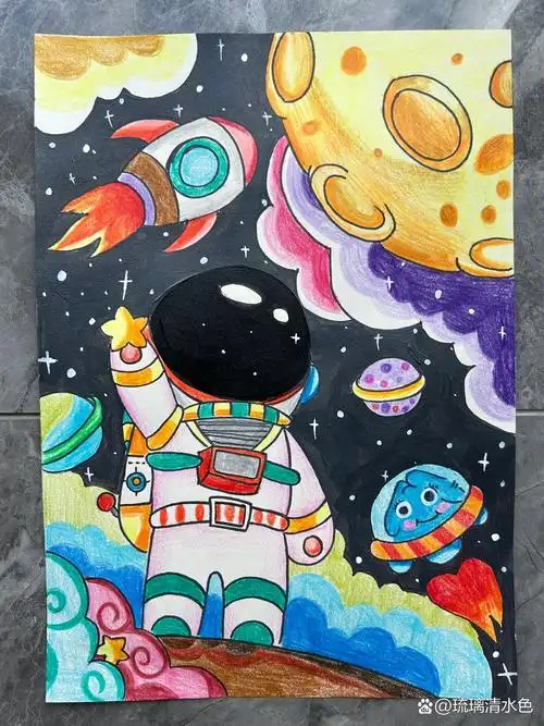 星空太空人——主题科幻画超简单科幻画