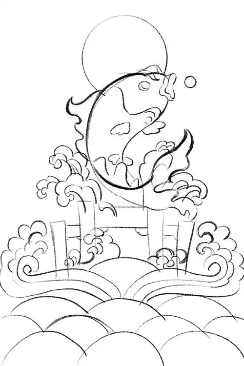 鲤鱼跃龙门|插画|创作习作|平青云 - 原创作品 - 站酷 (zcool)