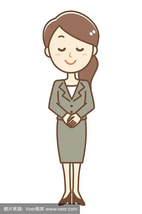 一个商业妇女鞠躬的插图
