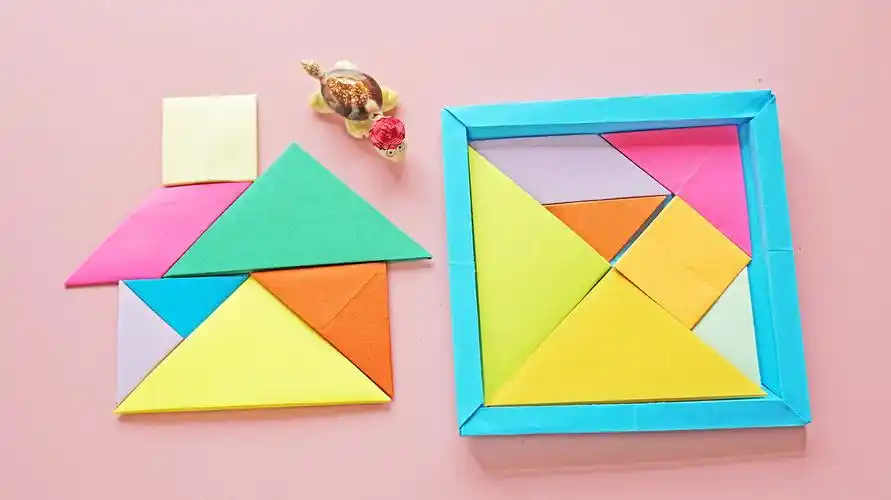 益智好玩的七巧板,用纸也能折出一整套,你能拼出几种图案?