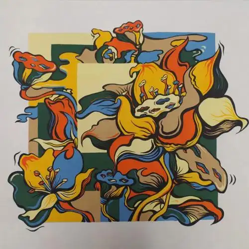 装饰画色彩水粉莲花平面构成