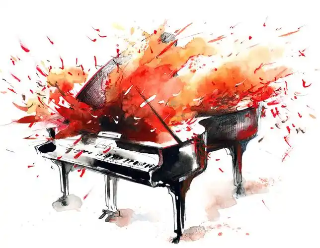 卡通钢琴与人物设计