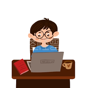 图怪兽原创元素卡通上网课的男同学