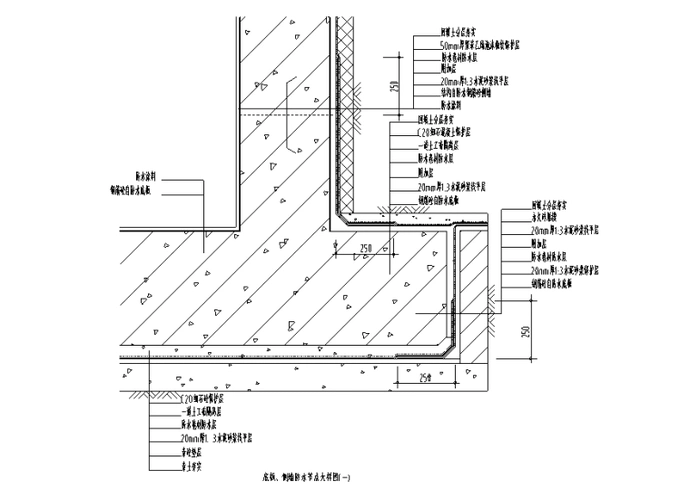 底板侧墙防水节点大样图cad