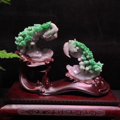 牧思 缅甸a货翡翠摆件 精雕人物山水观音佛 公白菜摆件 关公翡翠 图片