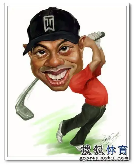 皇帝漫画:体坛巨星形象秀 伍兹挥杆一脸坏笑