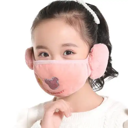 秋冬季儿童可爱卡通口罩二合一学生韩版女孩护耳套防尘保暖口耳罩