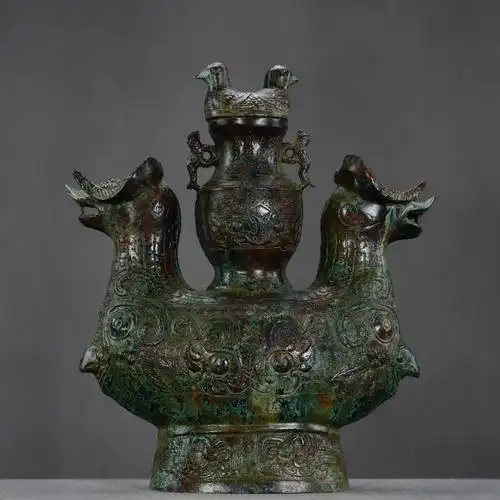 【云古】◆【古美术】a257 西周时代 青铜器 青铜双羊尊 古青铜 古摆