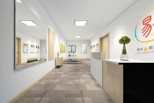 培训机构办公室装修前台设计样式效果图