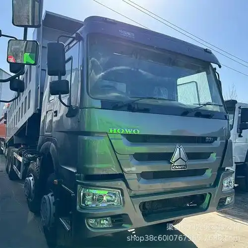 二手出口豪沃前四后八轮8×4工程自卸车375后翻式翻斗渣土自卸车