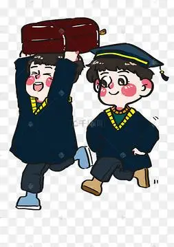 卡通讲台黑板设计毕业照两个男生手绘插画风png免抠素材辛勤写作业