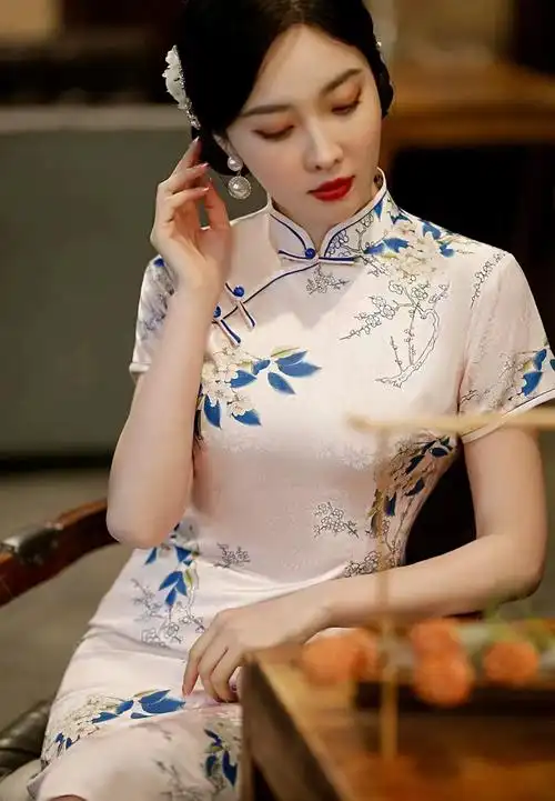 2023年09月17日小个子旗袍中款2023年新款气质粉色夏款少女年轻款夏日