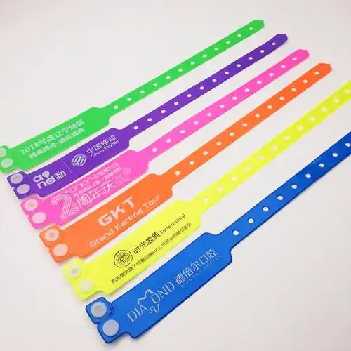 定制一次性塑料pvc分组识别手环娱乐培训会议游乐场门票签到腕带 金色