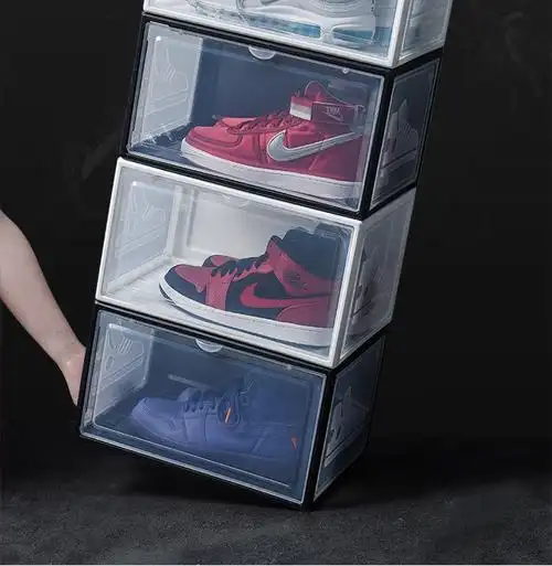 全友治家加厚aj鞋盒透明塑料篮球鞋盒鞋柜收纳盒加厚白色款4个362721