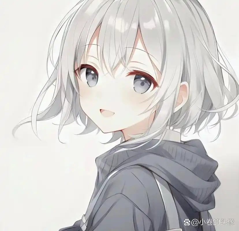 "95猫耳女孩,蓝眼闪烁,白发纯洁.