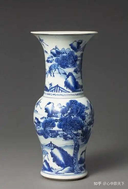 清康熙景德镇官窑青花松鹤山水鹿纹凤尾尊 - 知乎