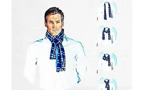 这种打法简洁干练,打法将围巾放在脖子上,右边留一小段,之后拿长的一