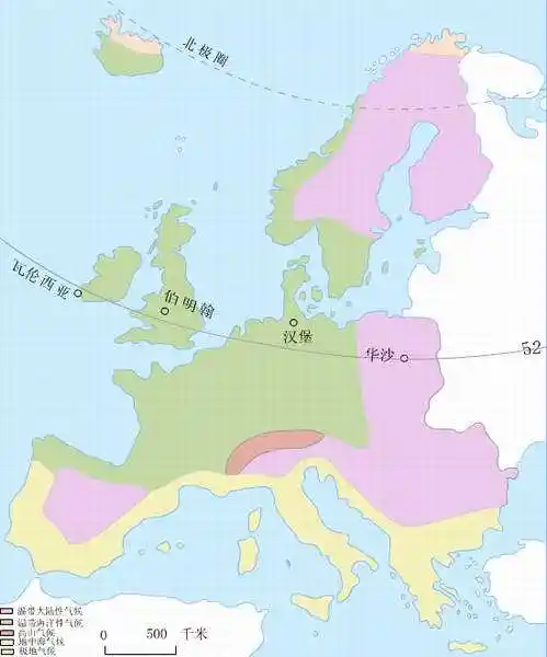 欧洲气候类型图