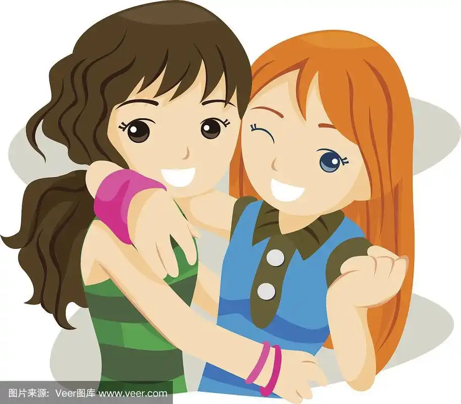 两个最好的朋友微笑着拥抱